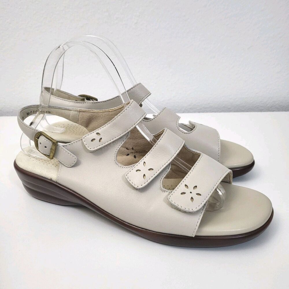 SAS Quatro Slingback Sandals Womens 9N Narrow Width Bone Cream Made in USA
